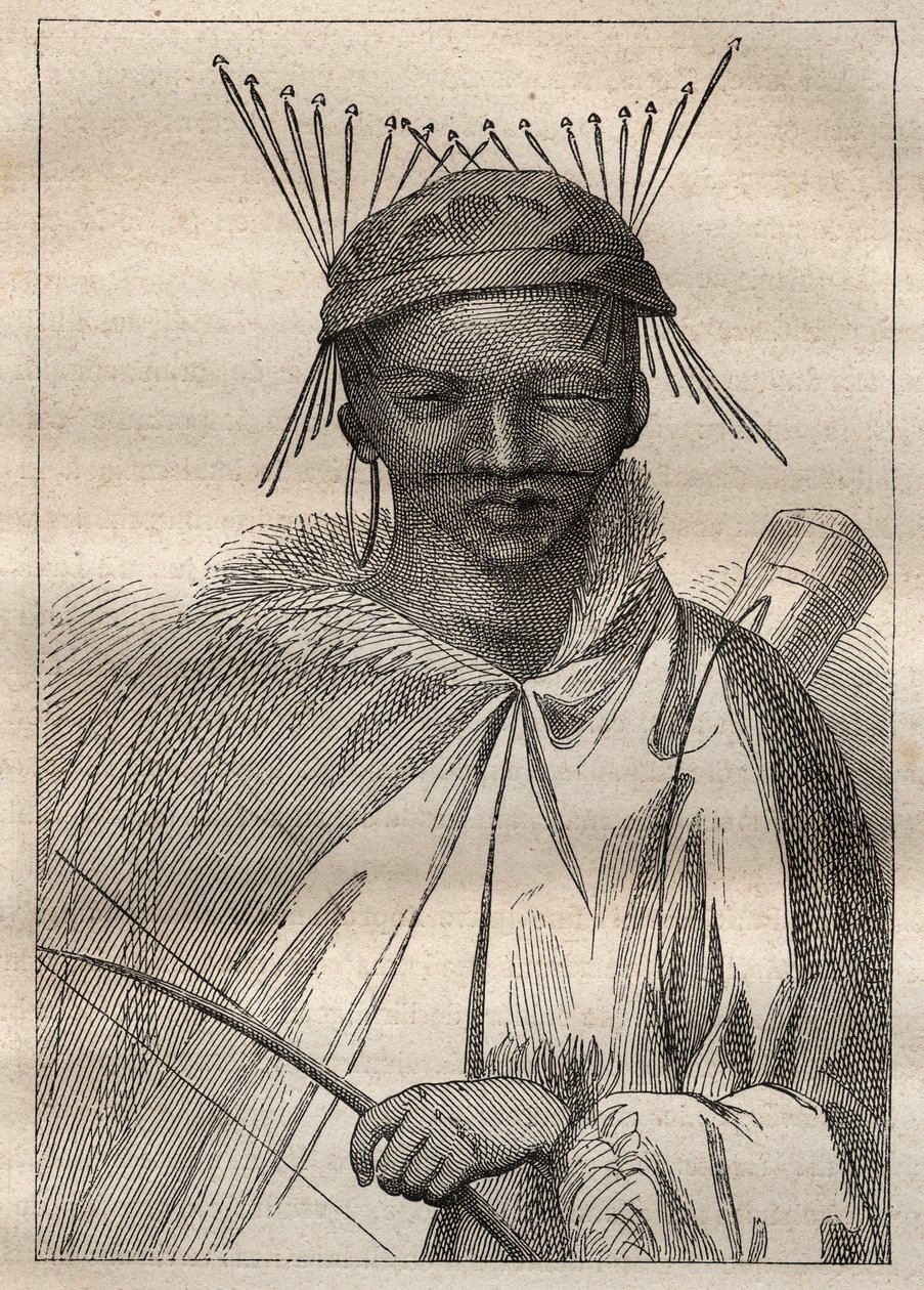Expedition to the interior of the lands of South Africa (1775) by Anders Sparrman (1748-1820): a Boschiman (Bochiman or San, indigenous to southern Africa) - illustration taken from 