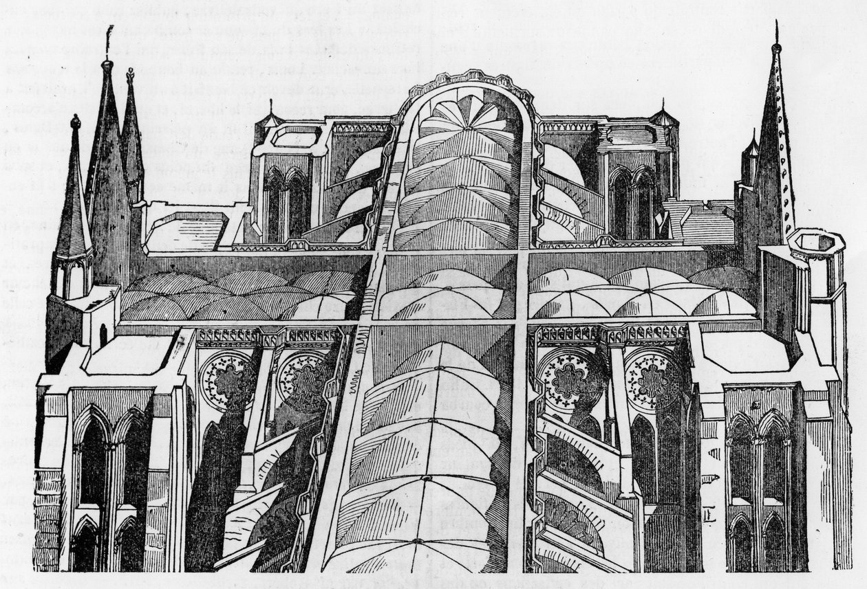 Exterior and upper part of the Cathedrale de Chartres (28) since the fire of June 4 and 5 - in 