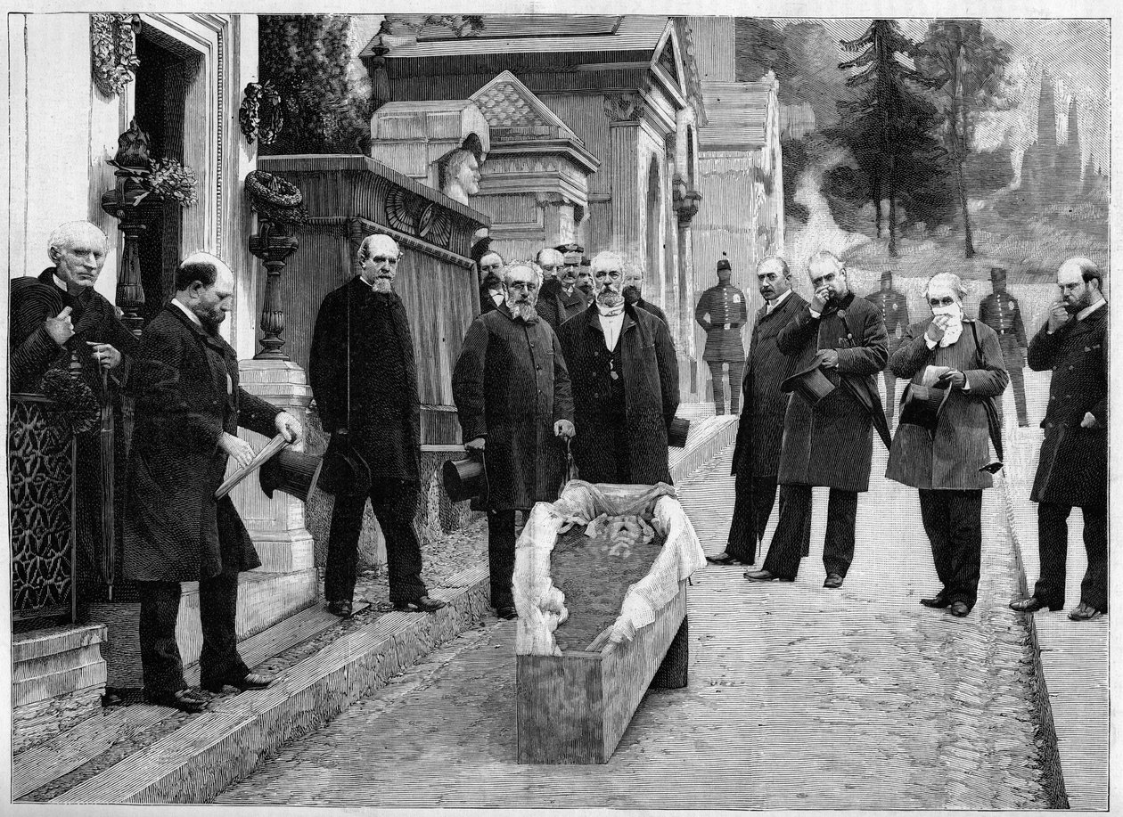 Exhumation of the remains of Gioacchino Rossini at Pere Lachaise, in 