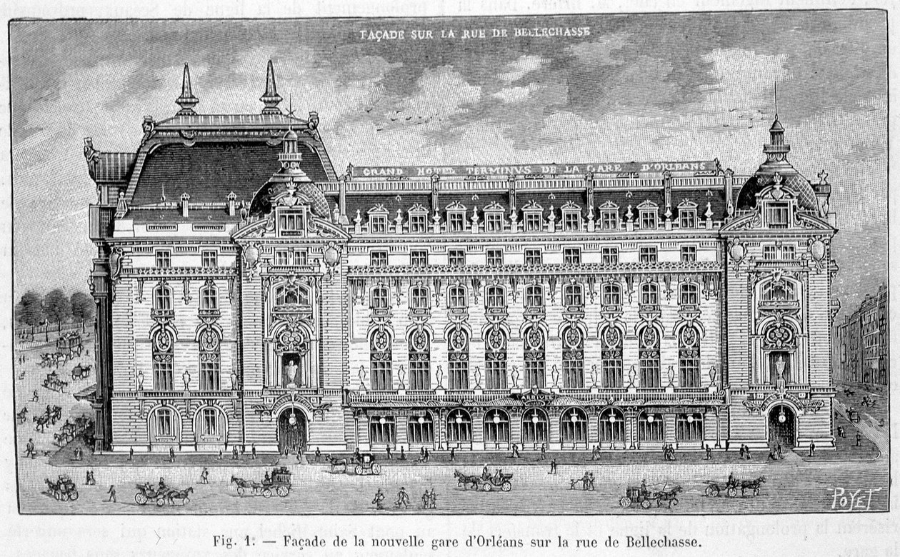 Facade of the new station of Orléans on rue de Bellechasse - in La Nature by Unknown artist