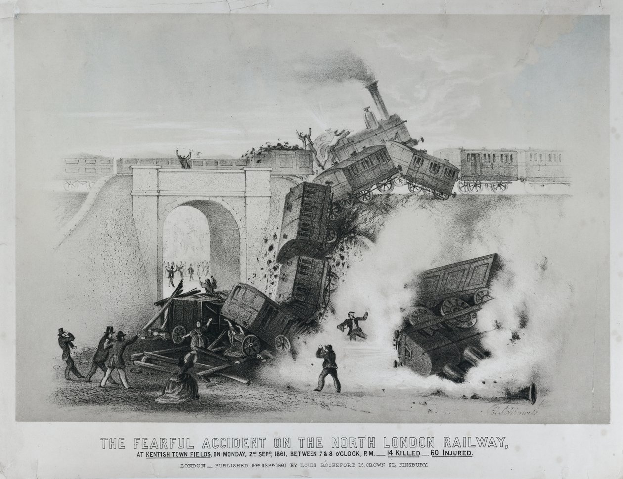 Fearful Accident on the North London Railway at Kentish Town Fields by Unknown artist