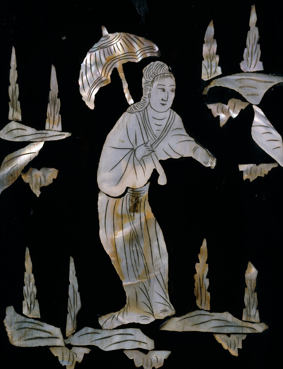 Female figure with umbrella (detail) by Unknown artist
