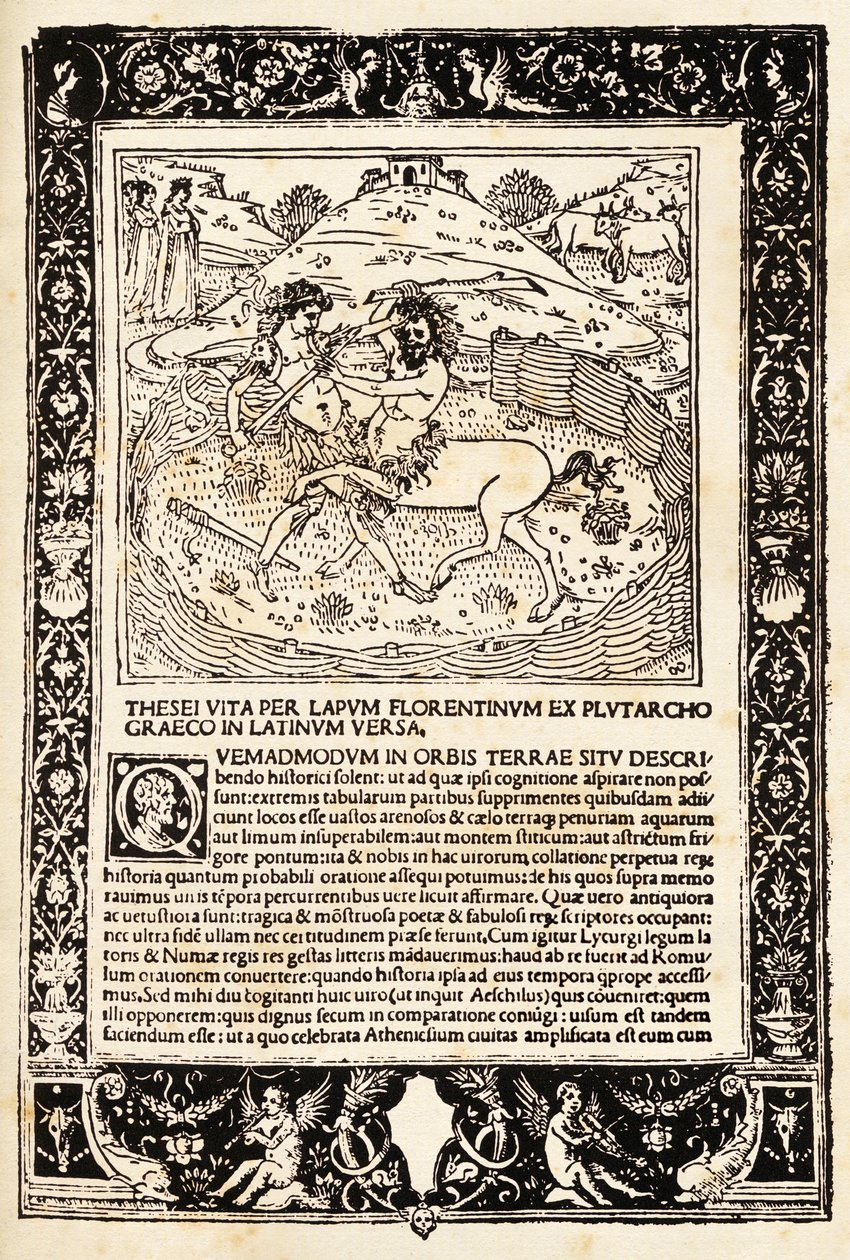 Fight Of Teseo With The Minotauro by Unknown artist