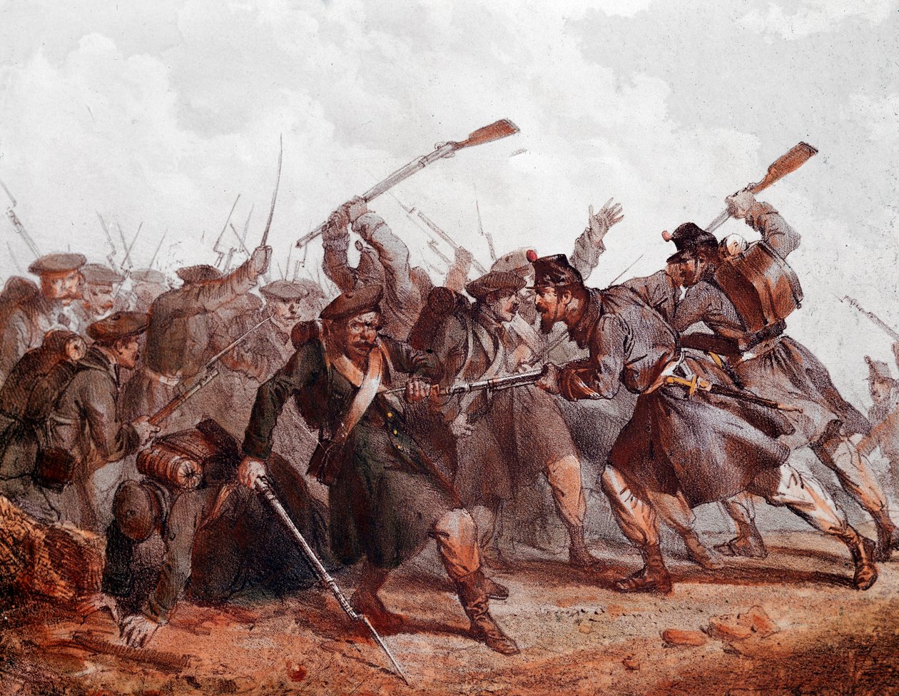 Fight between the Russian army and the English, Ottoman and French coalition by Unknown artist