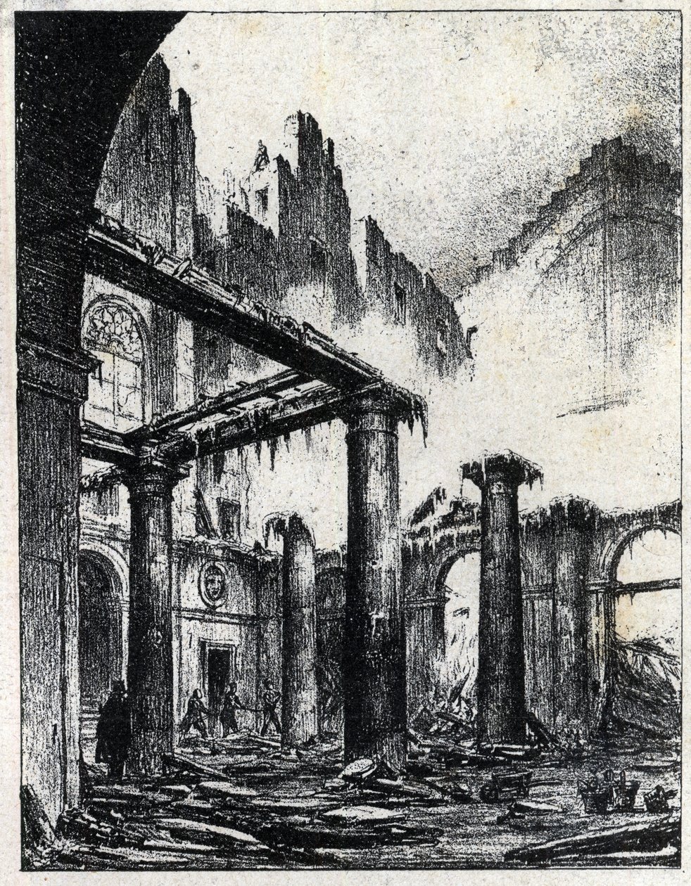 Fire of the Italian Theatre in Paris in 1838 by Unknown artist