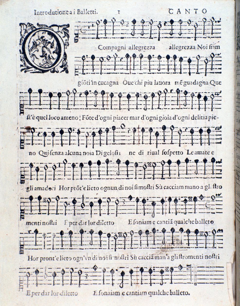 First Page of Balletti for Five Voices by Unknown artist
