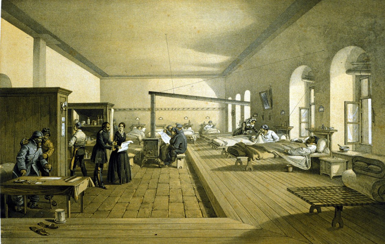 Florence Nightingale (1820 - 1910) in a hospital in Scutari in Turkey around 1855 by Unknown artist
