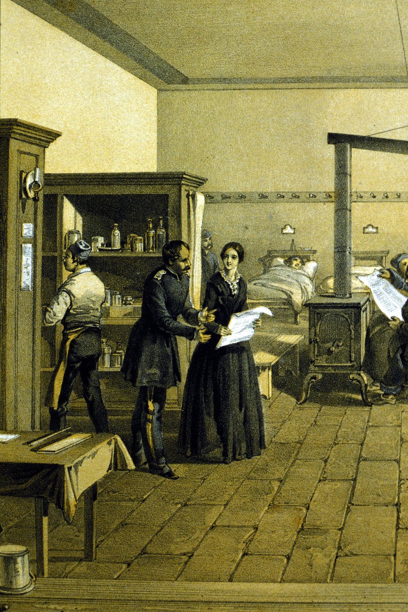 Florence Nightingale in a hospital in Scutari in Turkey circa 1855 (detail) by Unknown artist