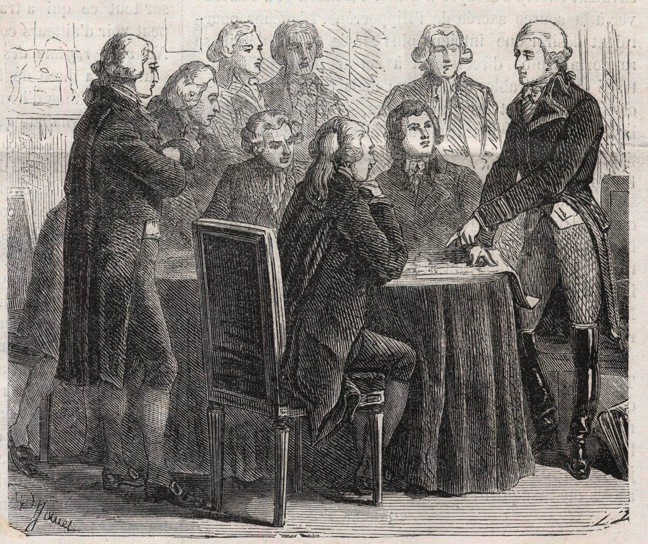 French Revolution: Count Louis Marie de Narbonne-Lara showing his plans in the committees of the assembly - Engraving In The Illustrous World by Unknown artist