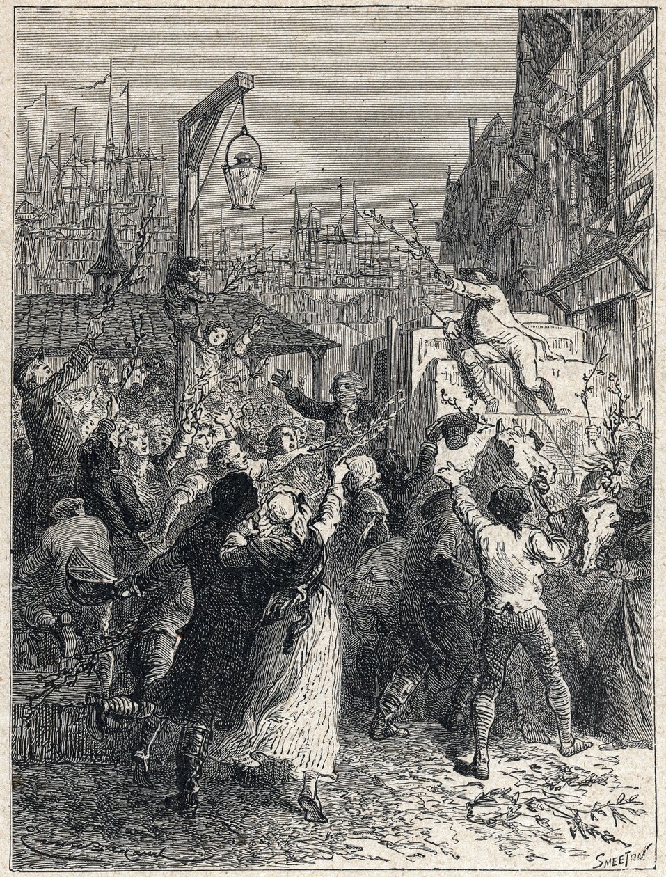 French Revolution: triumph of Honore Gabriel Riqueti, Count of Mirabeau (1749-1791) entering the city of Marseille in 1789. Engraving from 1889 by Unknown artist