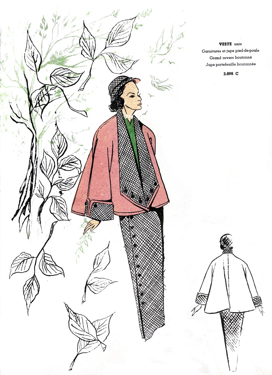 French Fashion, Houndstooth Outfit Design by Unknown artist