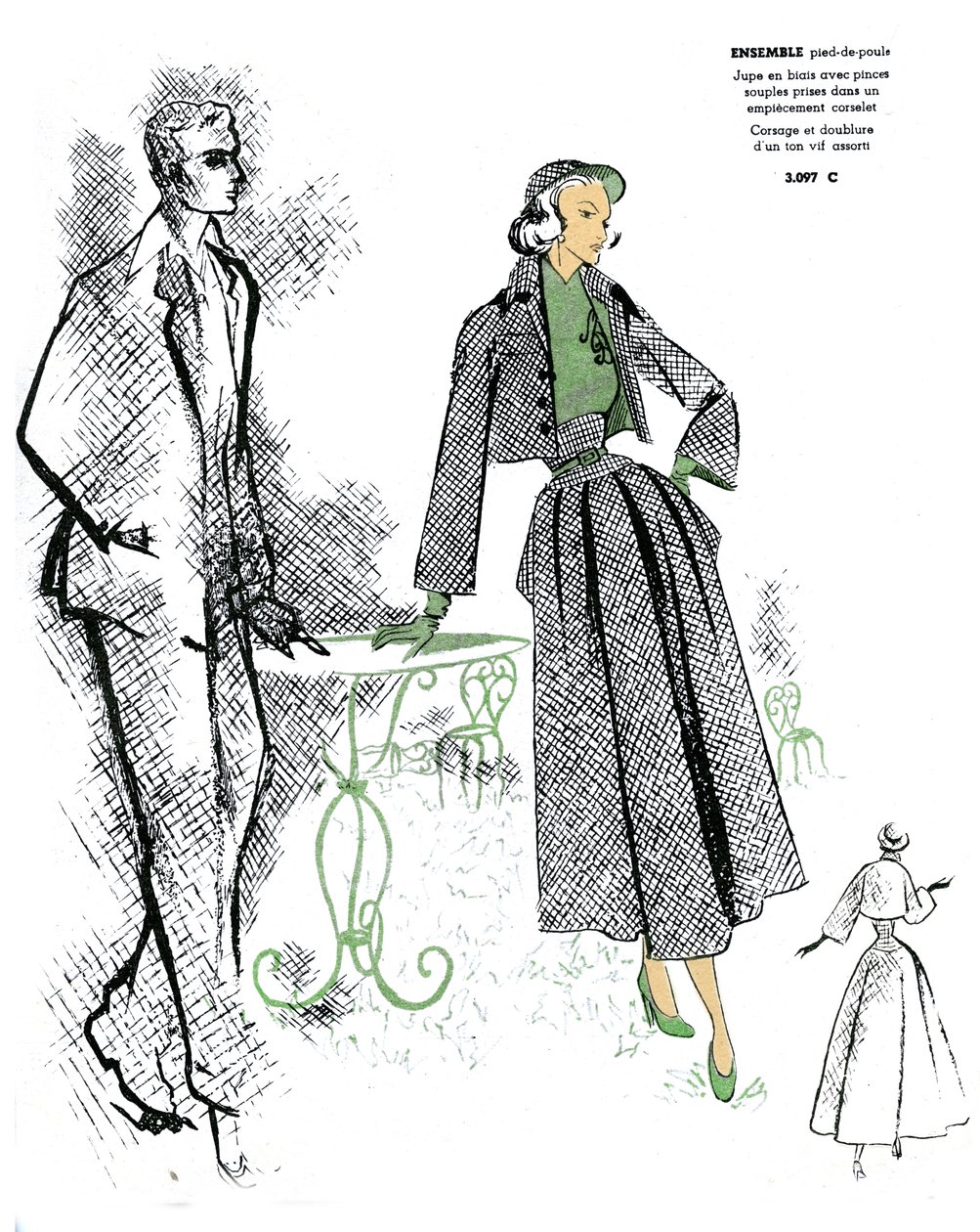 French Fashion, Houndstooth Outfit Design by Unknown artist