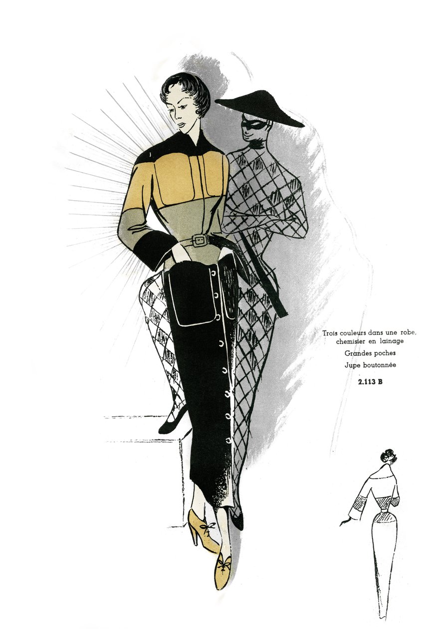 French Fashion, Woollen Shirt Dress Design by Unknown artist