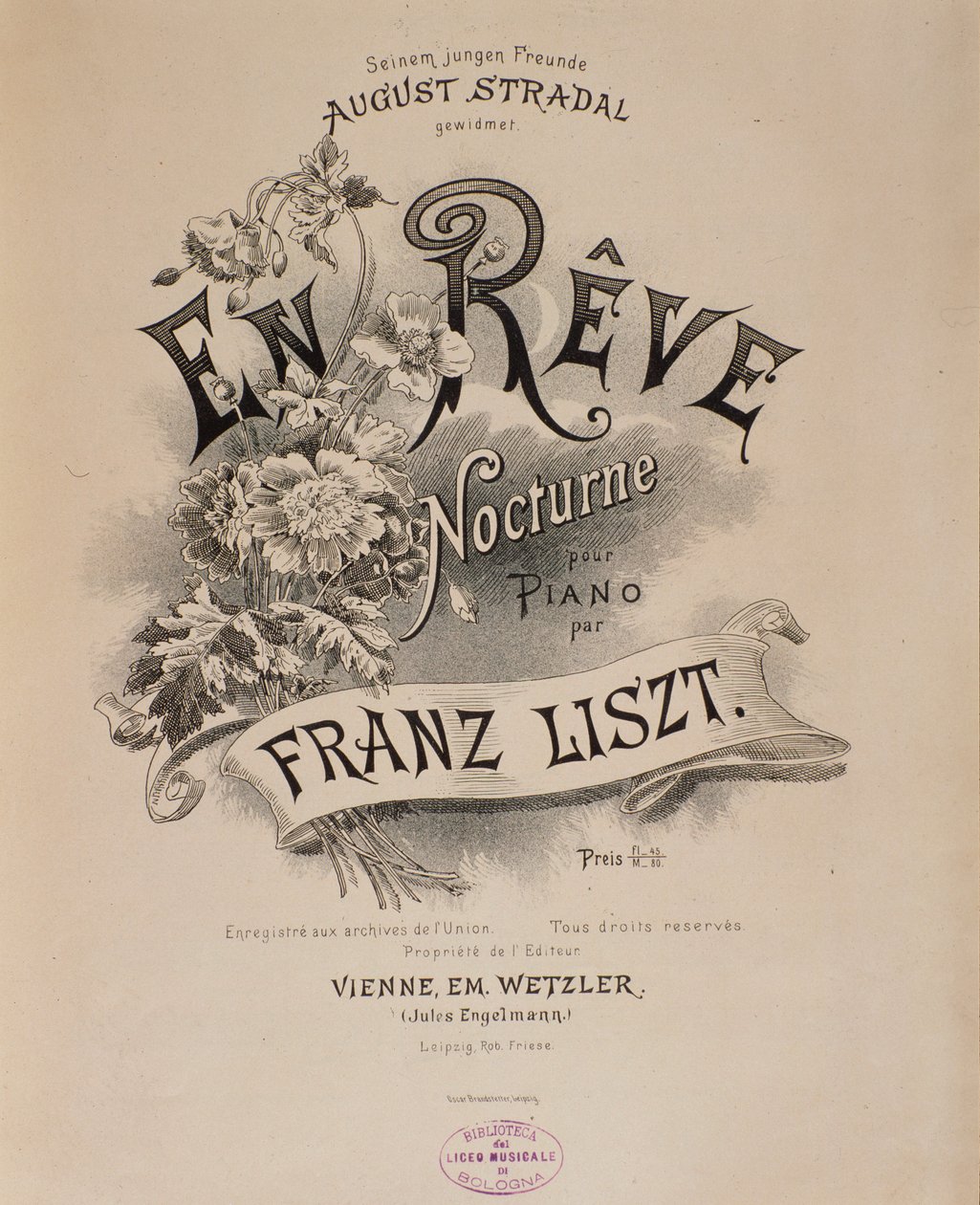 Frontispiece of the score En reve by Franz Liszt by Unknown artist