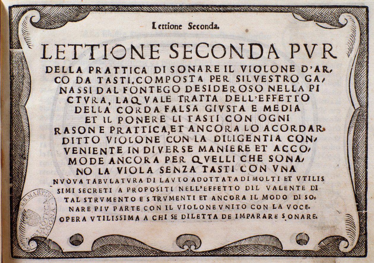 Frontispiece of Lettione Seconda by Unknown artist