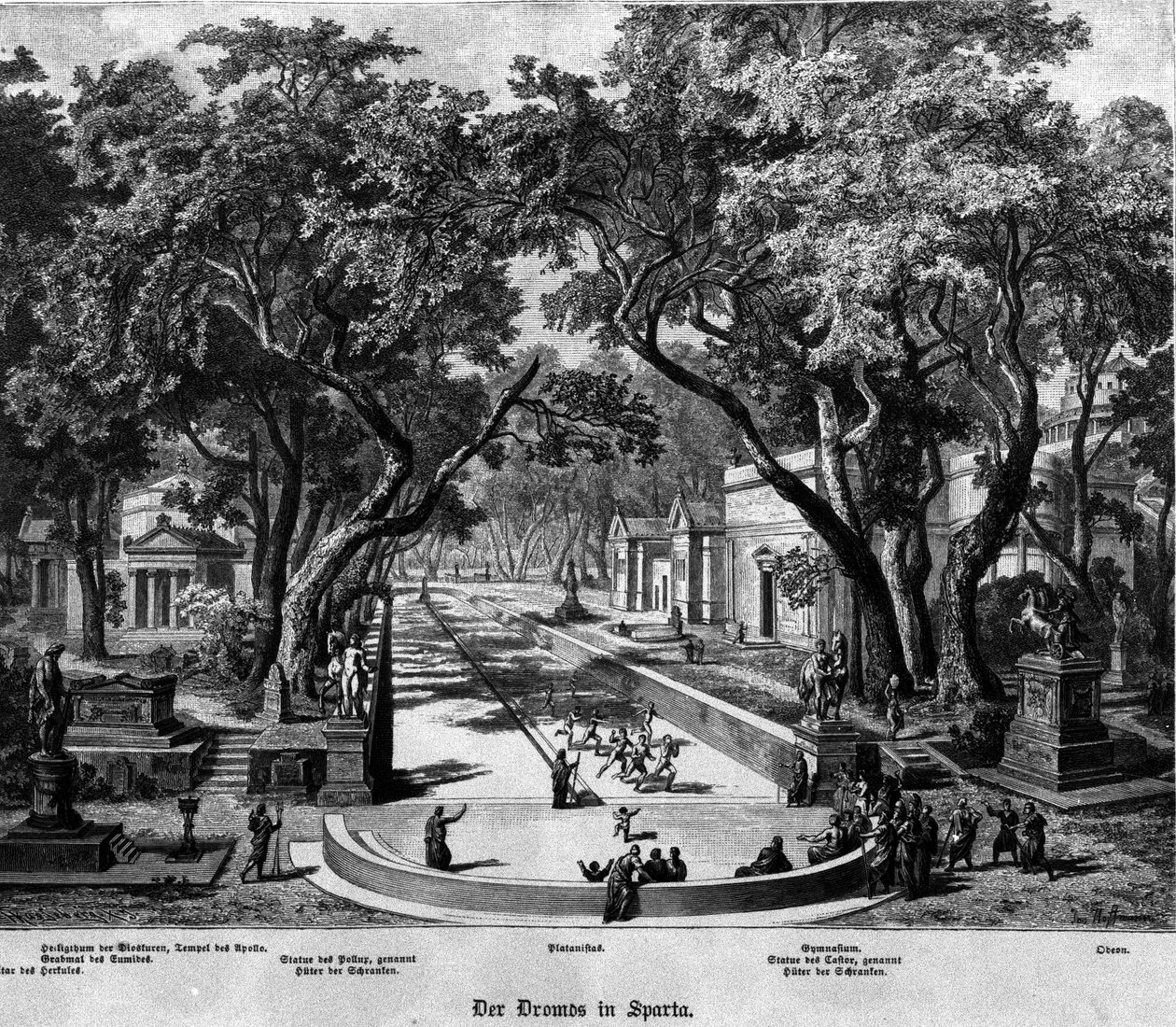 Games in Sparta (Greece) in Antiquity. 19th century engraving. by Unknown artist