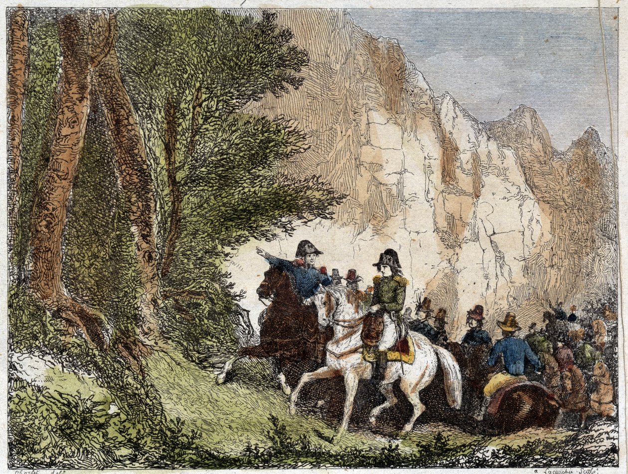 General Bonaparte (Napoleon I) and Pascal Paoli, Corsican patriot. Engraving 19th century by Unknown artist