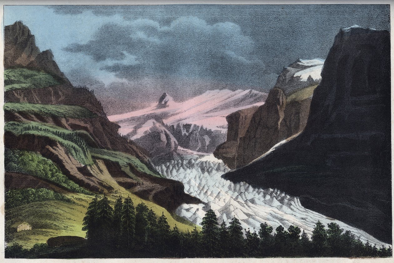 Glacier de Grindelwald in Switzerland - engraving from 