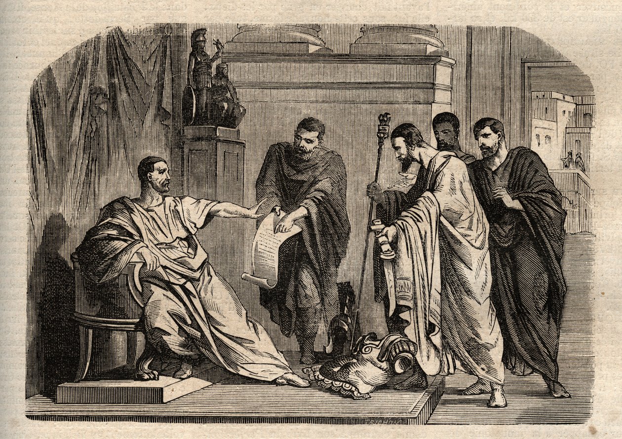 Gordian I (158-238) refusing imperial dignity - engraving in 