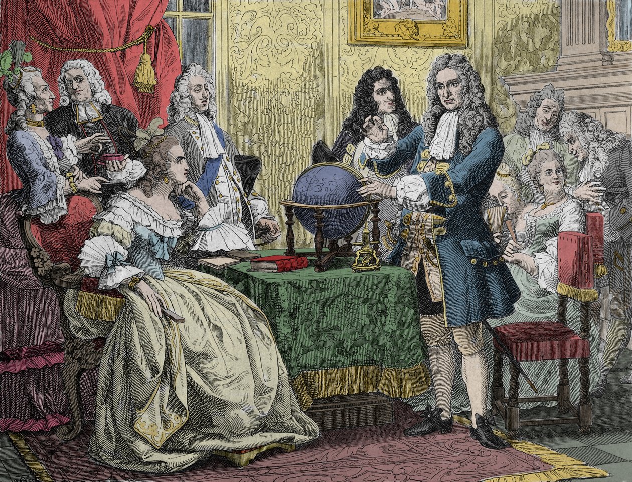 Gottfried Wilhelm Leibniz visiting Queen Sophie Charlotte of Prussia by Unknown artist