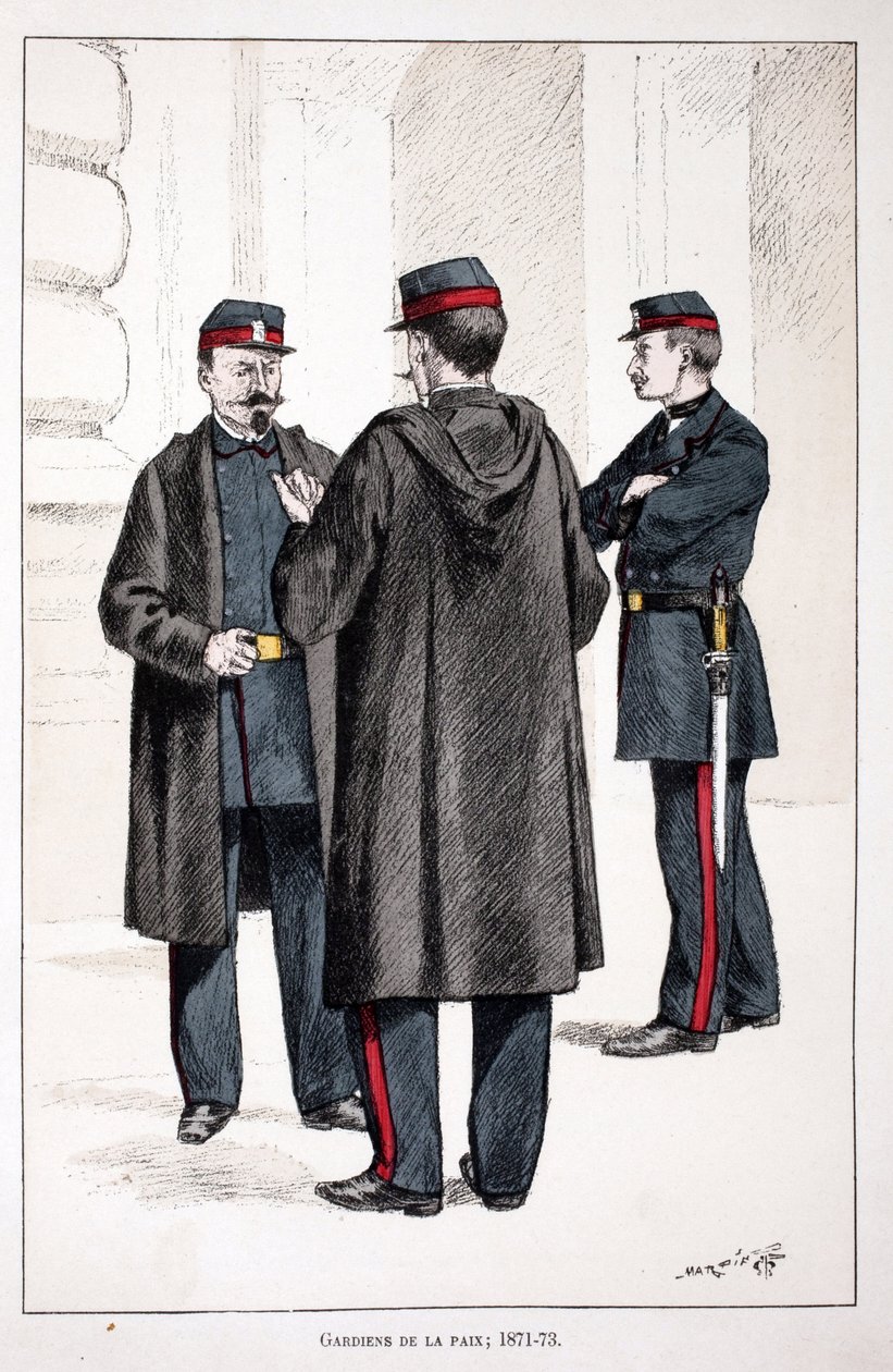 Guardians of the Peace. Illustration for Histoire du corps des gardiens de la paix book published under the auspices of Louis Lepine by Unknown artist