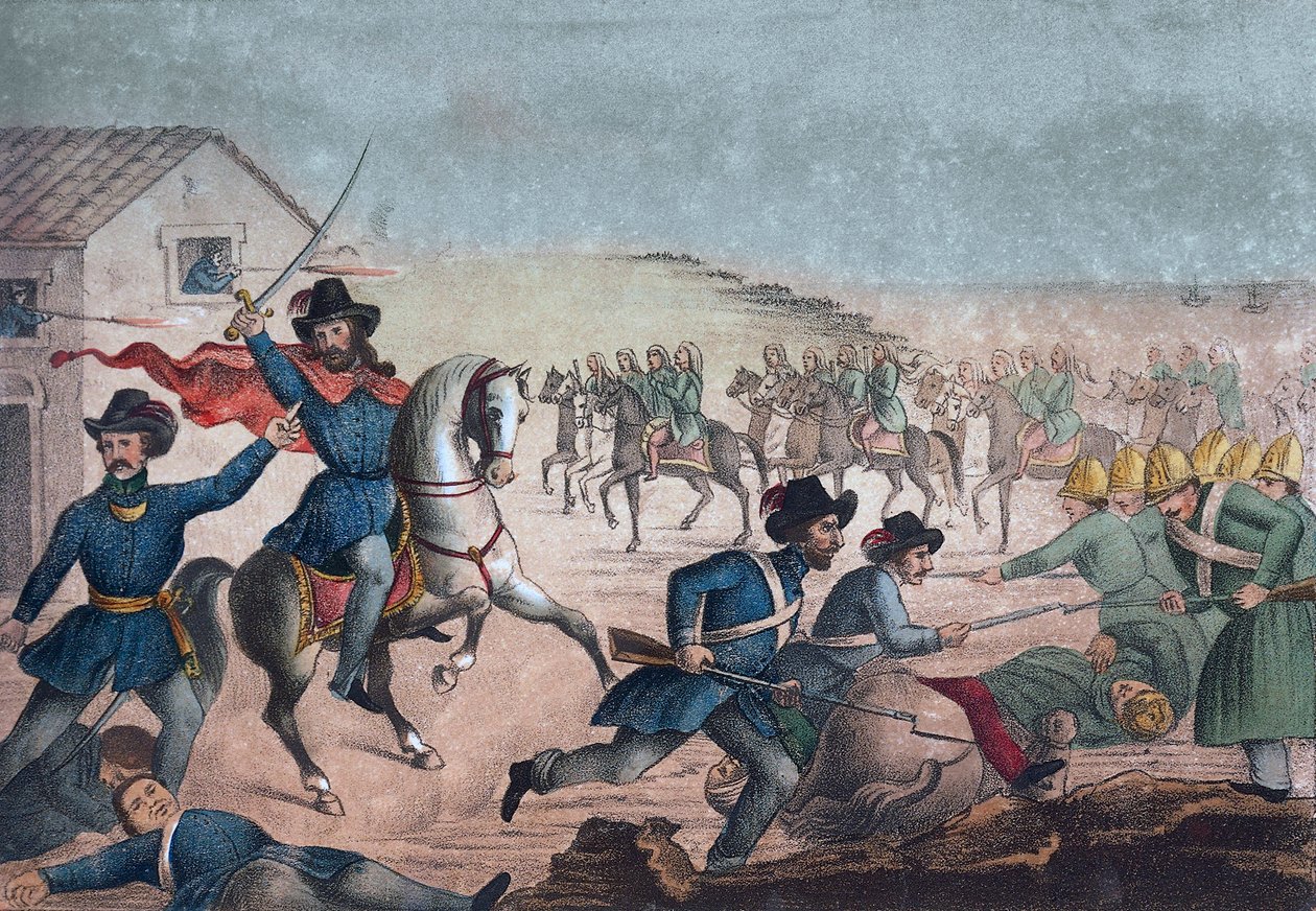 Garibaldi at the Battle of San Antonio, 8 February 1846 - Uruguayan Civil War by Unknown artist