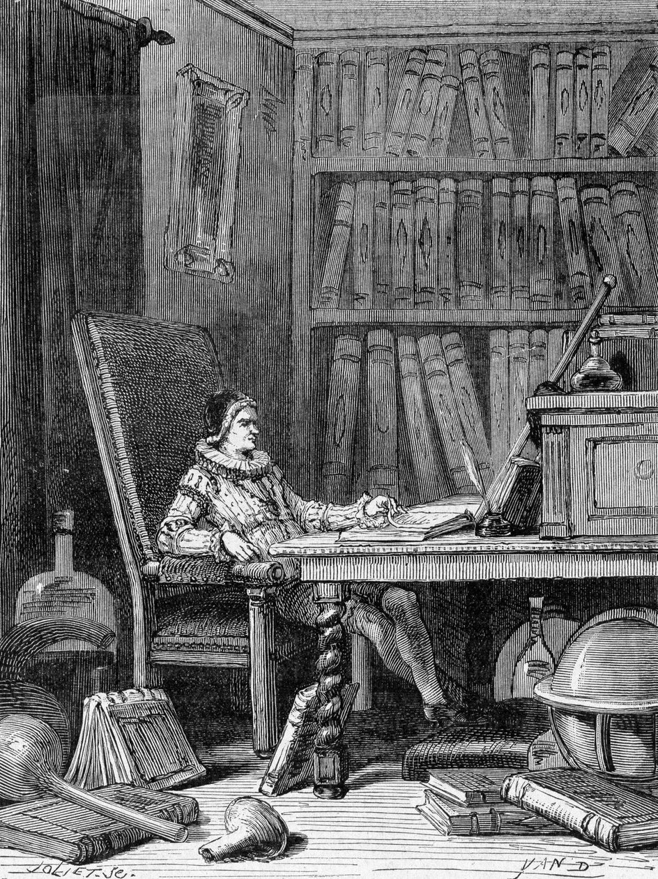 Guillaume Gilbert (1540 - 1603) writing his treatise 