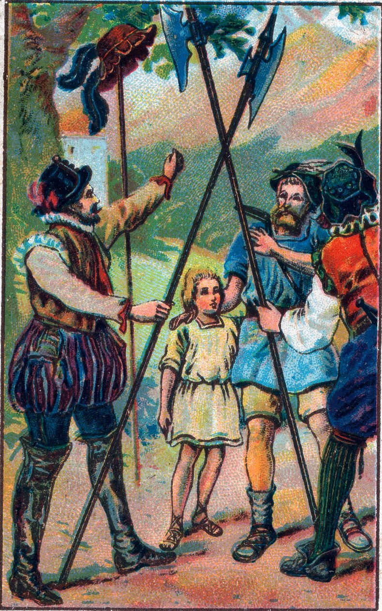William Tell (legendary hero of Swiss independence) refused to bow to the hat. Chromolithography of the late 19th century. by Unknown artist