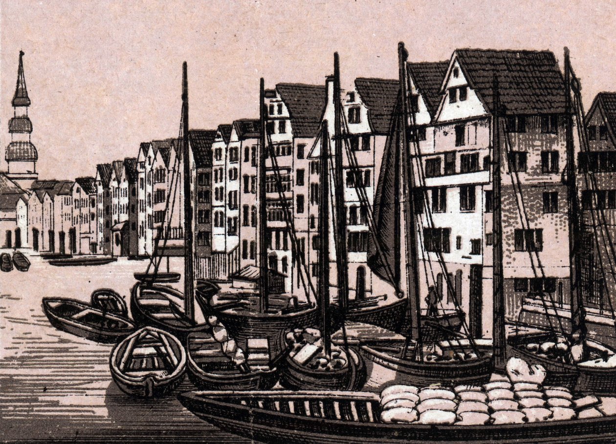 Hamburg, Germany: View of Wandrahmfleeth. in “The World Illustrates 168 Views” Undated (late 19th century) by Unknown artist
