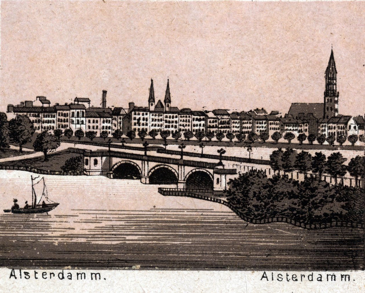 Hamburg, Germany: view of the Alsterdamm. The world illustrates 168 views (end of 19th century) by Unknown artist