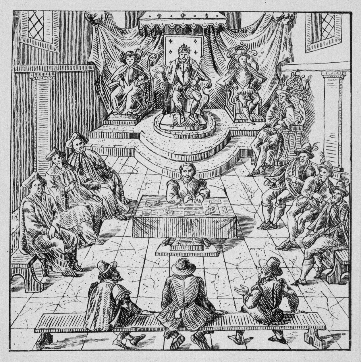 Henri III (1551 - 1589) Holding the Estates General in Blois in 1576 - in Collection of 39 Figures Representing the Calamities of France from 1562 to 1586 by Louis Perrin Imprimerie by Unknown artist