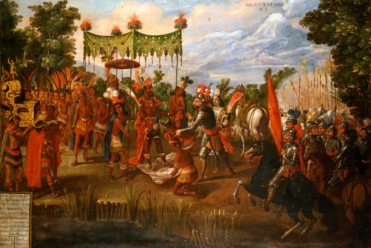 Hernan Cortes Meets Emperor Moctezuma by Unknown artist