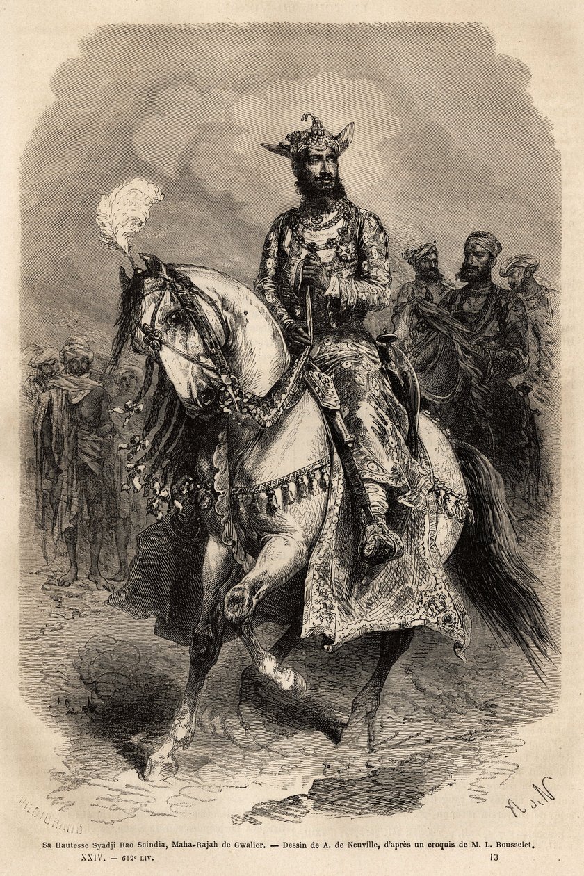 His Highness Syadji Rao Scindia, Maharajah of Gwalior (present-day Madhya Pradesh). Engraving to illustrate l