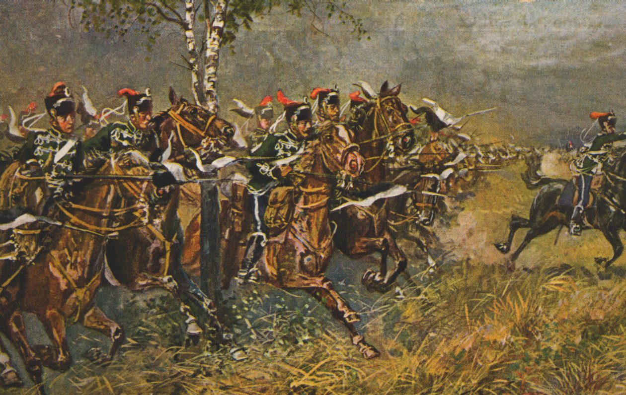 Historic Postcard with War Motif, Attack on Prussian Troops, Germany by Unknown artist