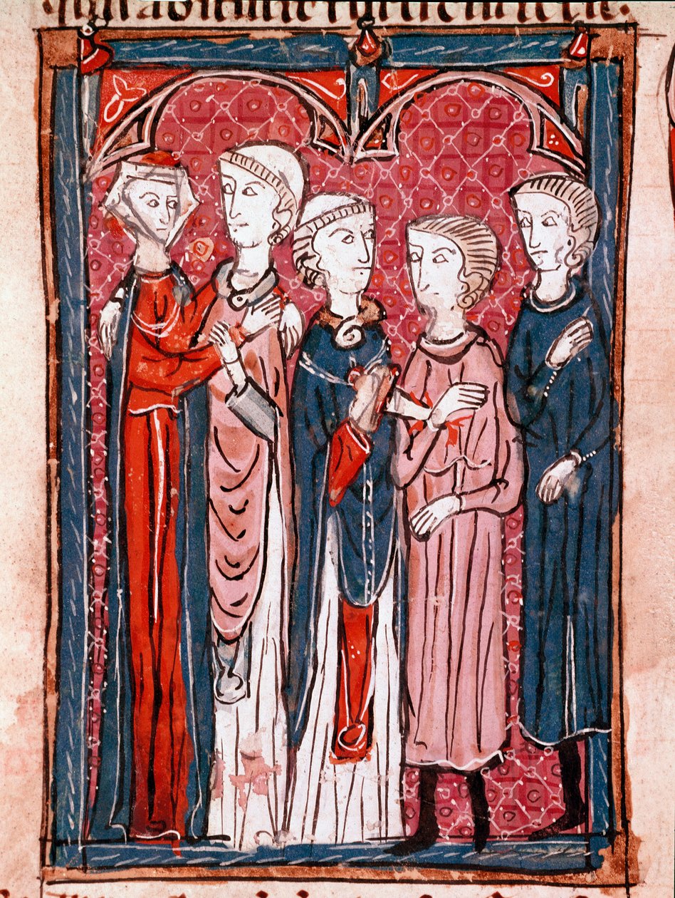 History of Canonical Law: Engagement Scene. Miniature from 