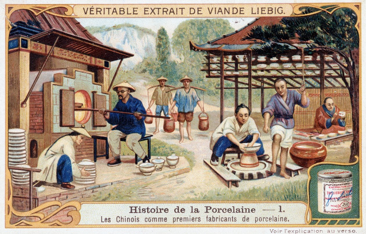 History of porcelain: the Chinese as the first manufacturers of porcelain - Liebig chromolithography by Unknown artist