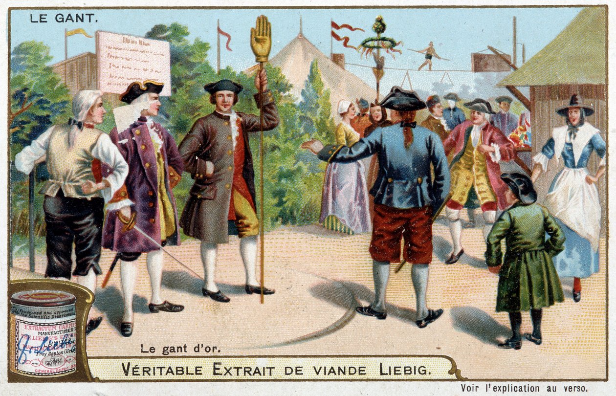 History of the Glove: The Golden Glove in England - Liebig Chromolithography by Unknown artist