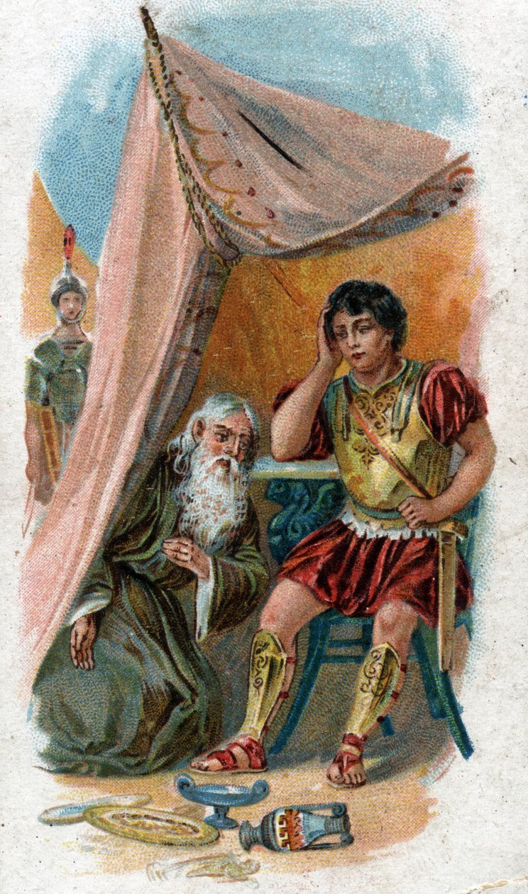 History of the life of Achilles: Nestor convinces Patrocles to substitute for him to fight the city of Troy by Unknown artist