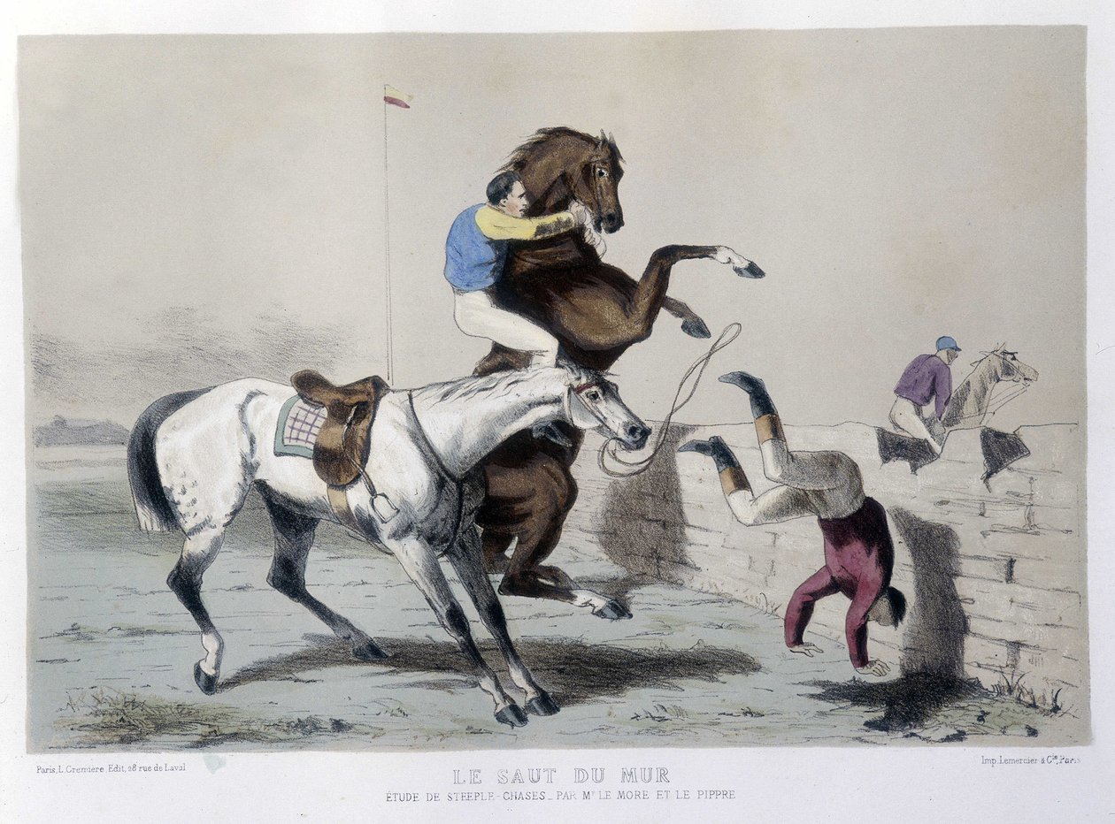 Horse riding: Le jump du mur, Steeple - in Le Centaure by Unknown artist