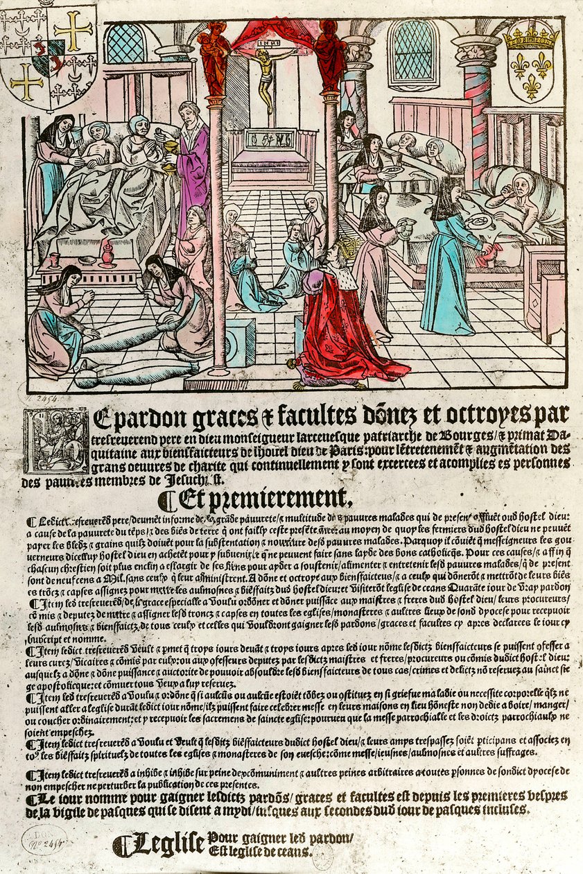 Hospital in the 16th century: Letter of indulgence by Unknown artist