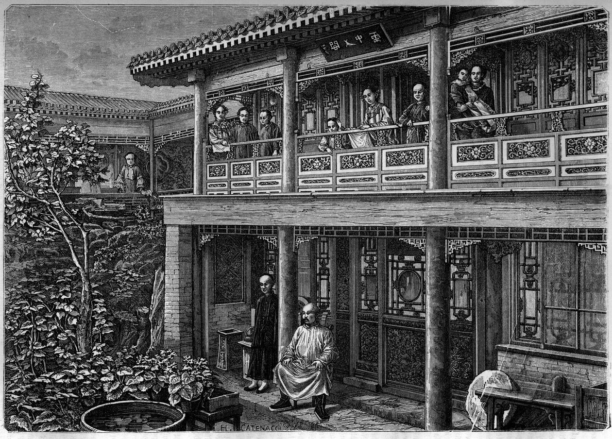 House of a wealthy Chinese merchant; Engraving in The Youth Journal by Unknown artist