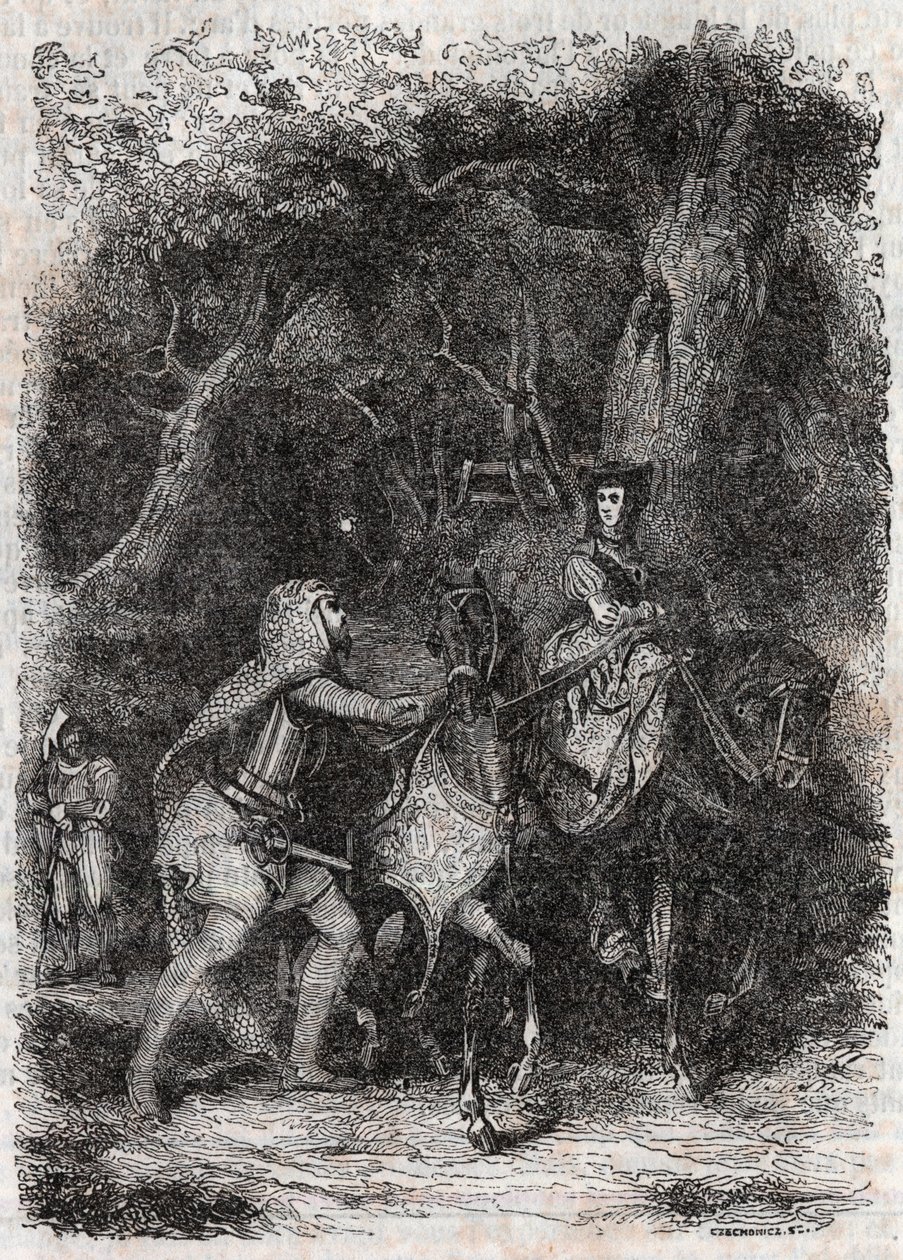 Hypalca Arrested by Rodomont - 1851 Engraving from 