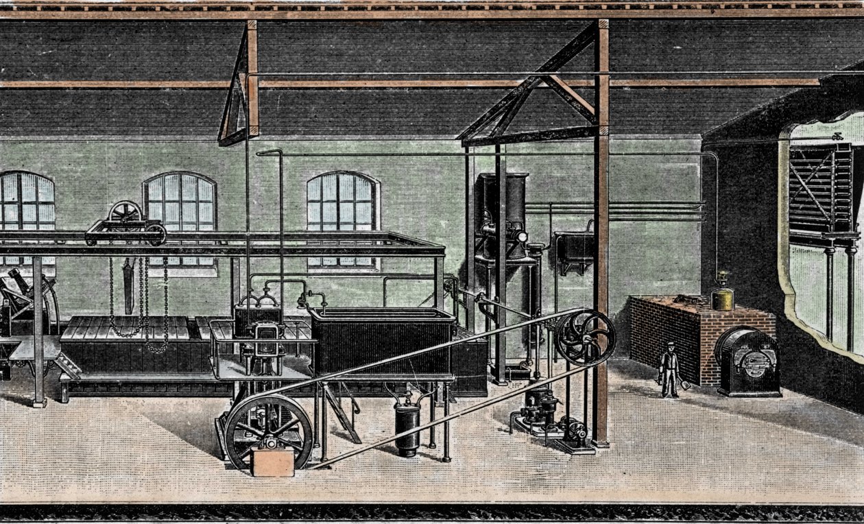 Ice manufacture: customs installation. 19th century engraving by Unknown artist