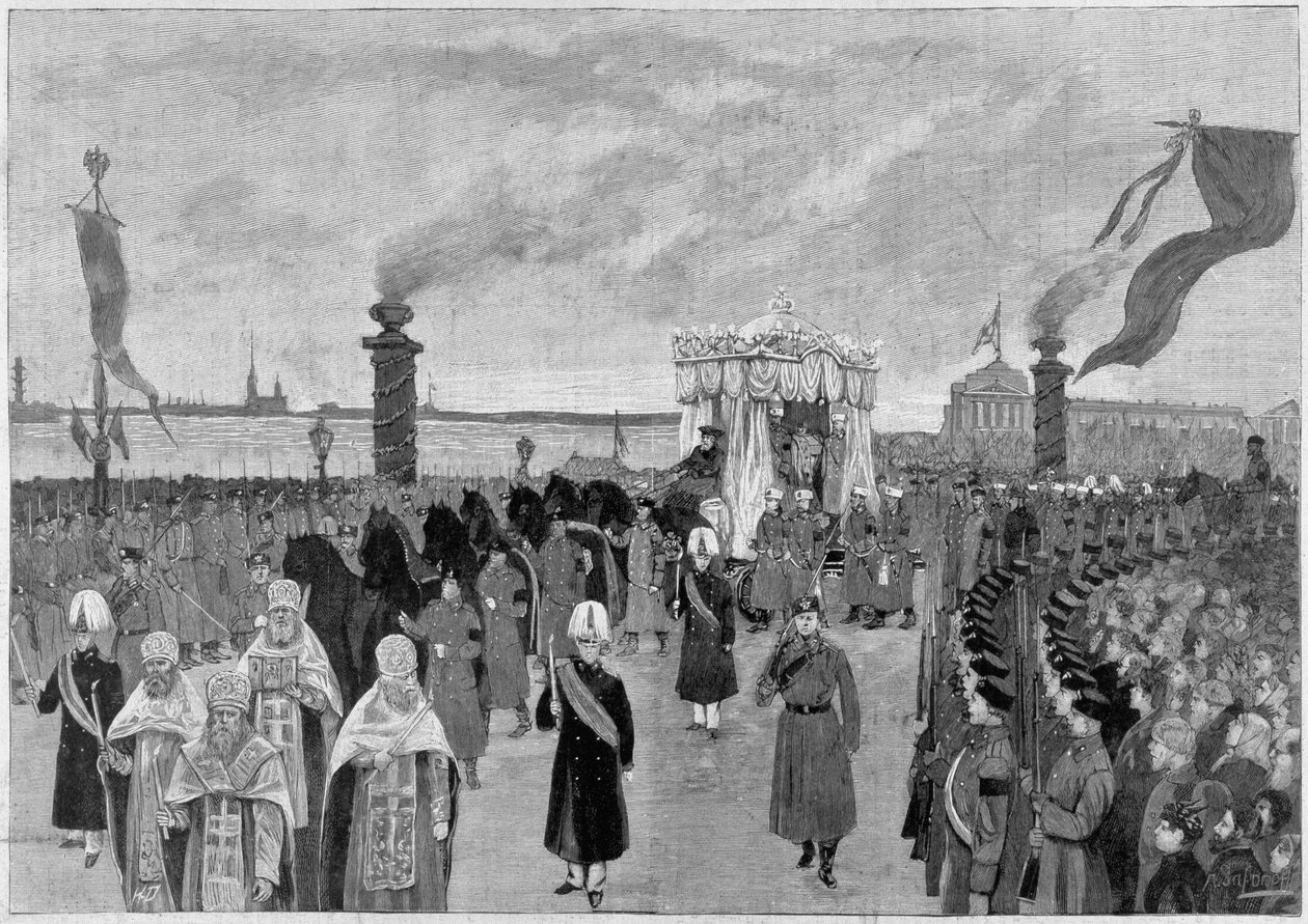 Illustration of the Funeral of Tsar Alexander III in 1894 by Unknown artist