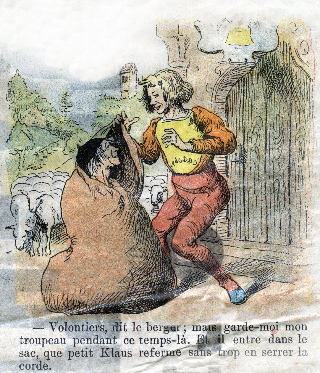 Illustration of the late 19th century for the tale by Hans Christian Andersen (1805-1875) “Grand Claus and Little Claus” (Klaus). Private collection. by Unknown artist