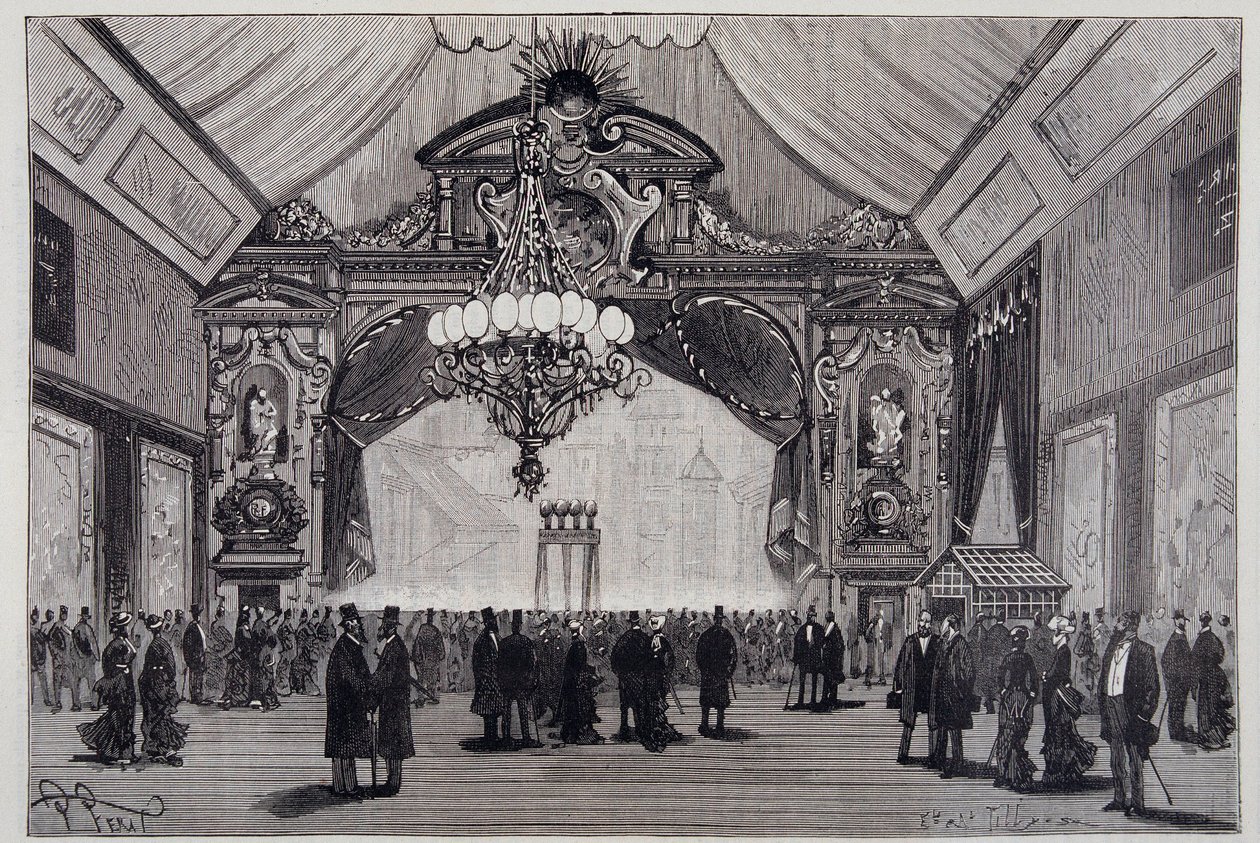 Incandescent lighting at the Electricite Exhibition: the Werdermann chandelier in the theatre hall - in Nature by Unknown artist