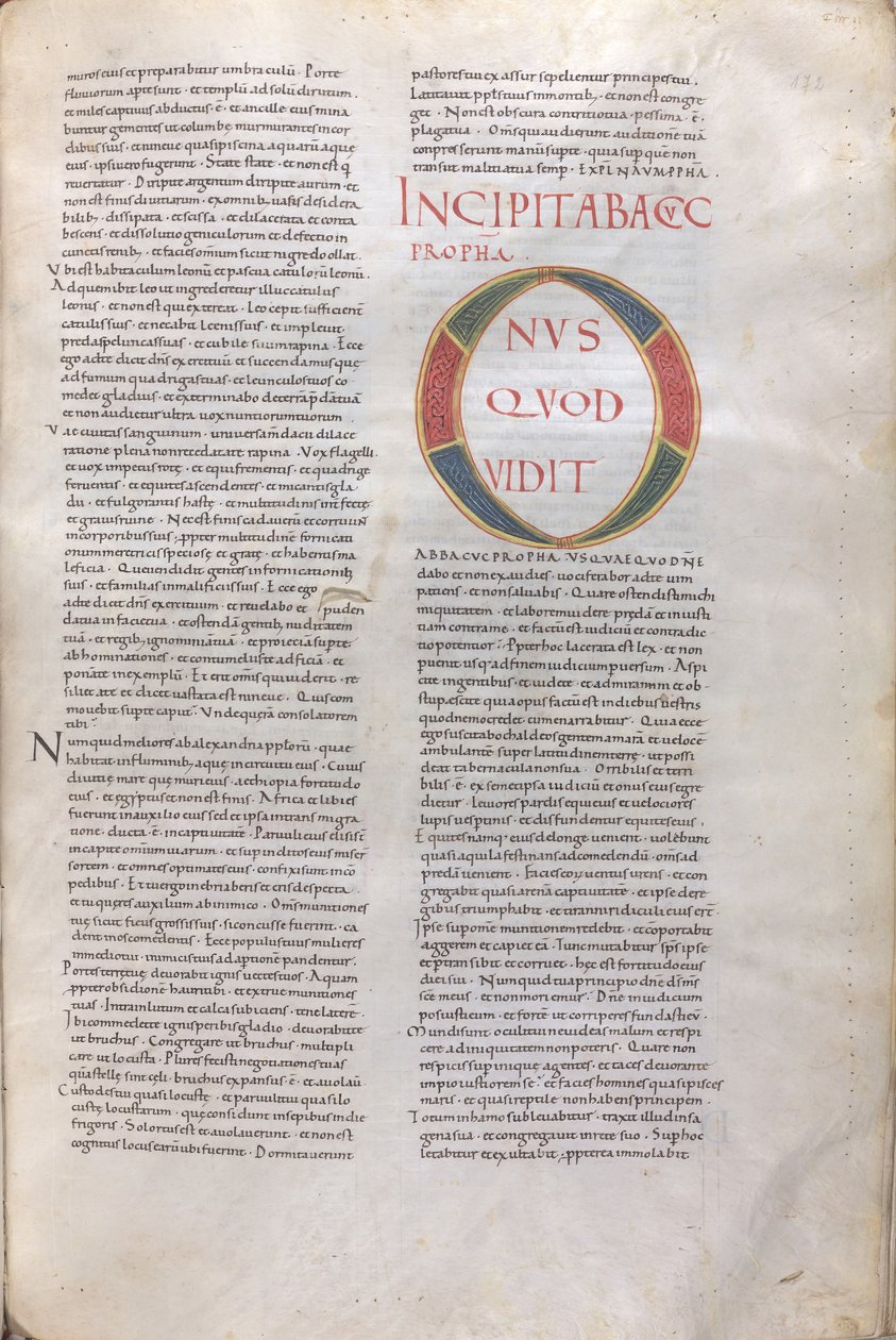 Incipit Habakkuk Prophet. Incipit of the Book of the Prophet Habakkuk, 11th century (miniature, parchment manuscript) by Unknown artist
