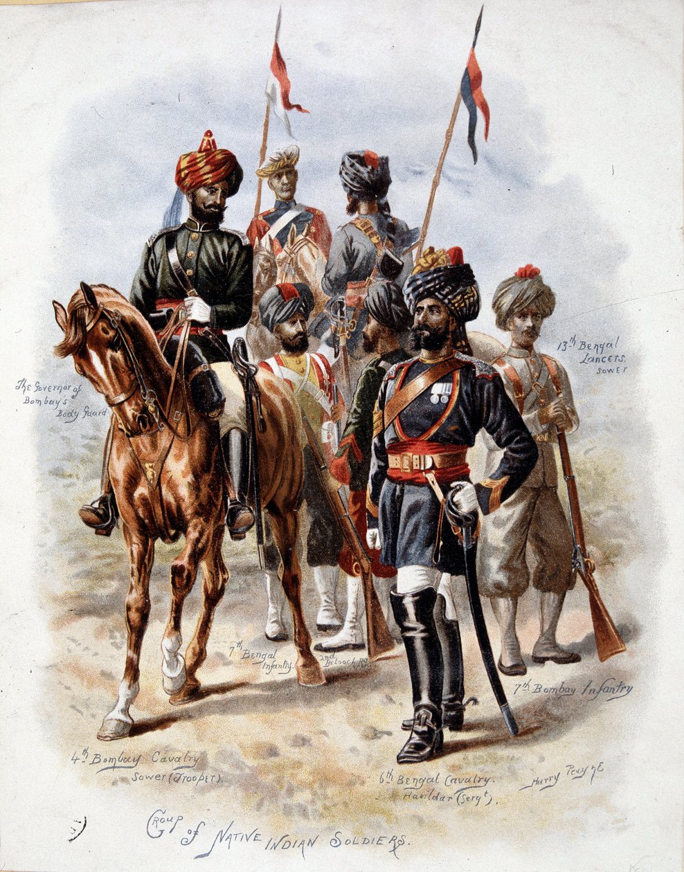 Indian military of the English army - chromo by Unknown artist