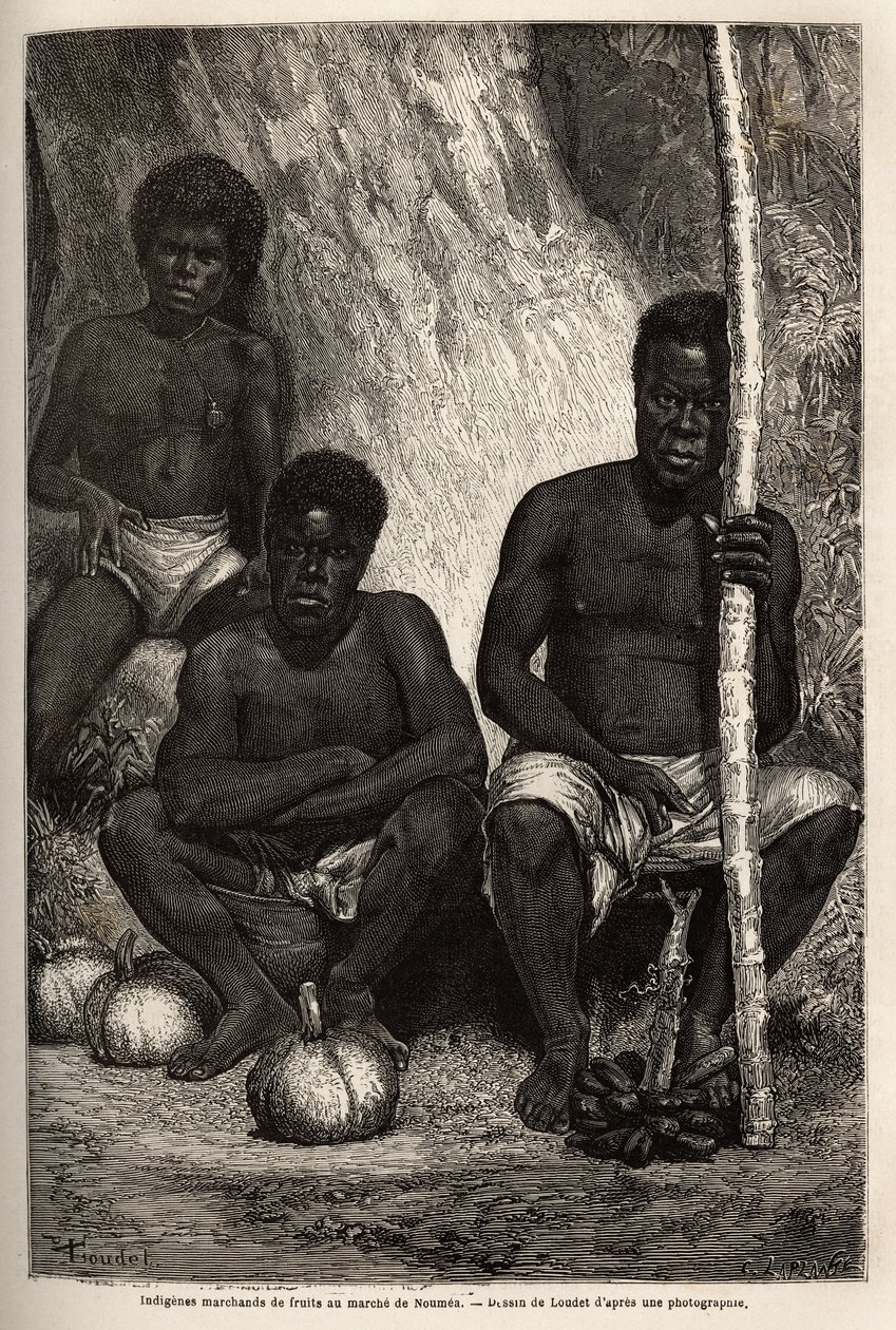 Indigenous Fruit Merchant at the Market of Noumea by Unknown artist