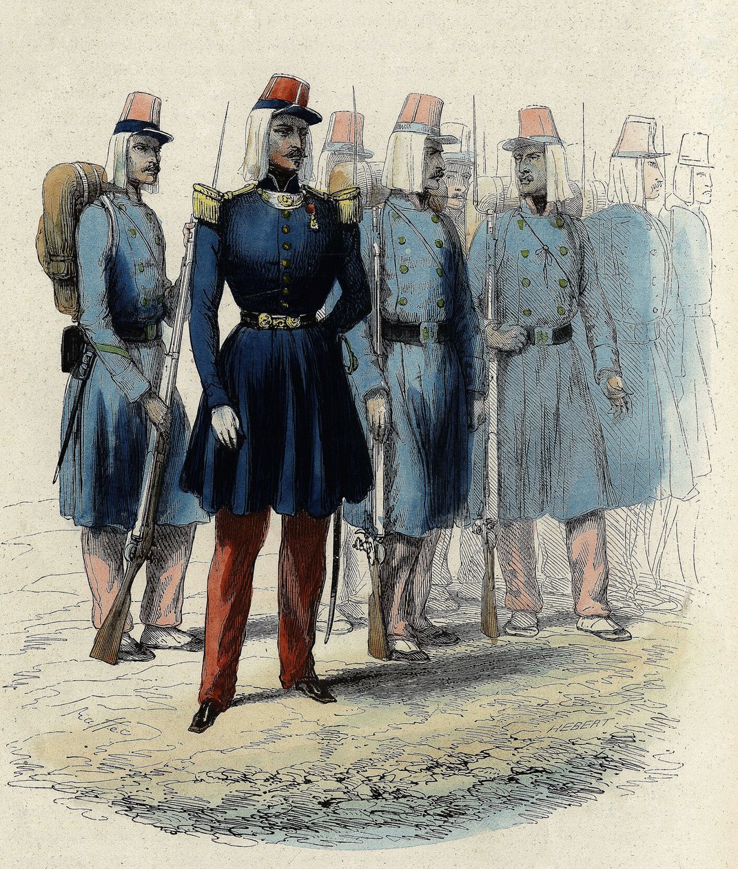 Infantry of the French army in 1830 in Algeria, officer, non-commissioned officers and soldiers, In 